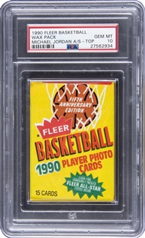 1990/91 Fleer Basketball Unopened Wax Pack – Michael Jordan All-Star Top Card – PSA GEM MT 10